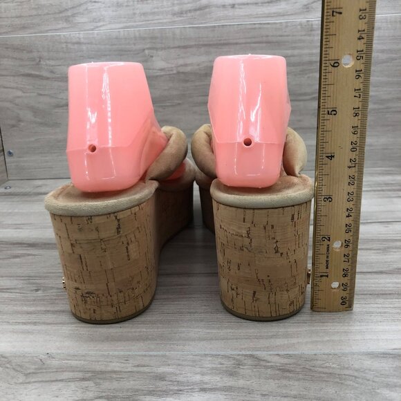 Veronica Beard Pink and Tan Wedge Sandals - Picture 8 of 12